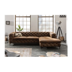 Canapé d'angle VELENA marron vu de face