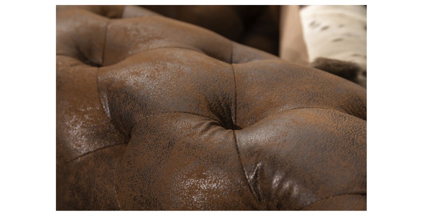 Zoom sur les motifs du canapé d'angle VELENA marron