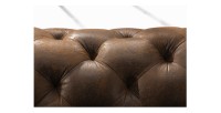 Zoom sur le dossier du canapé dans la configuration canapé d'angle + pouf VELENA marron