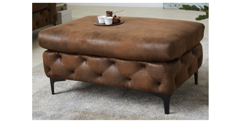 Pouf VELENA marron vu de face