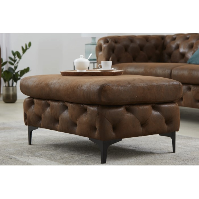 Pouf VELENA marron vu de côté