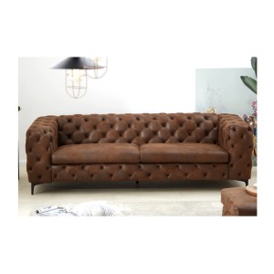 Zoom sur le canapé droit dans la configuration du canapé droit + pouf VELENA marron