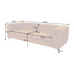 Dimensions du canapé droit dans la configuration du canapé droit + pouf VELENA marron