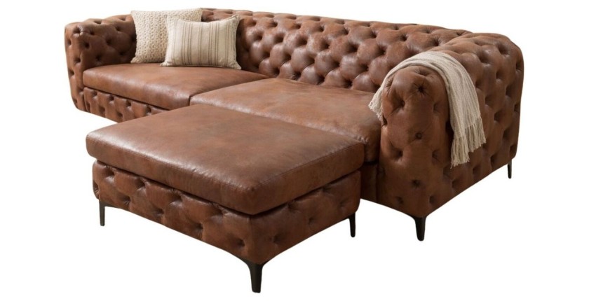 Canapé droit + pouf VELENA marron