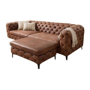 Canapé droit + pouf VELENA marron