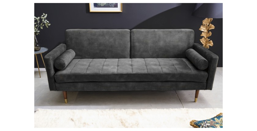 Canapé convertible ATELIA gris vu de face