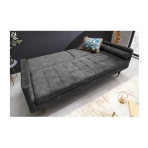 Canapé convertible ATELIA gris en mode lit