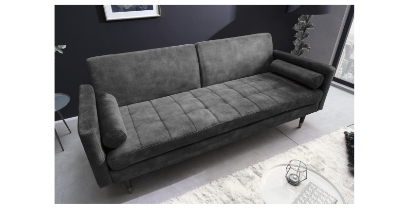 Canapé convertible ATELIA gris mis en situation