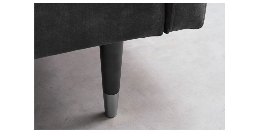 Zoom sur les détails des pieds du canapé convertible ATELIA gris