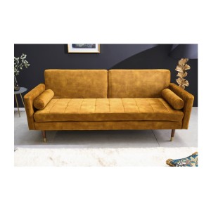 Canapé convertible ATELIA jaune moutarde vu de face