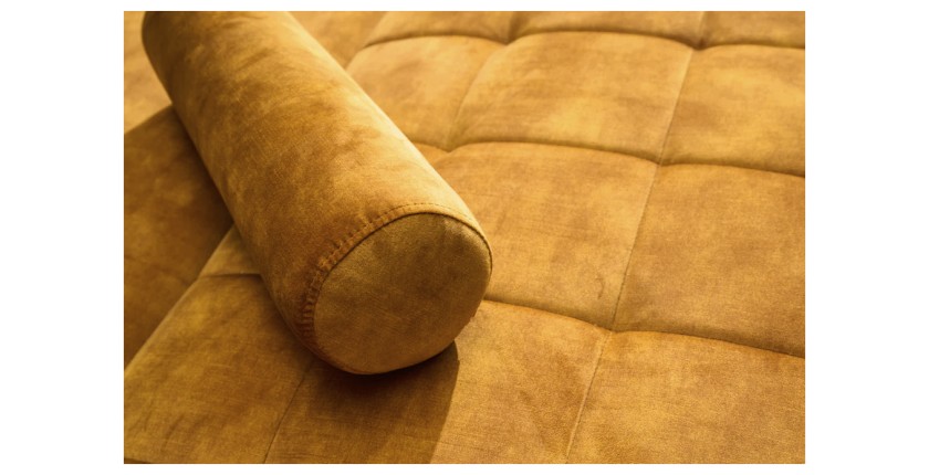 Zoom sur la texture du canapé convertible ATELIA jaune moutarde