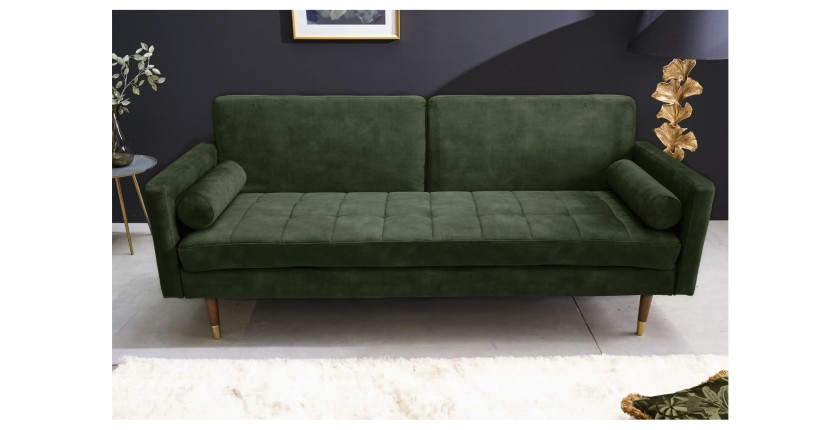 Canapé convertible ATELIA vert foncé vu de face