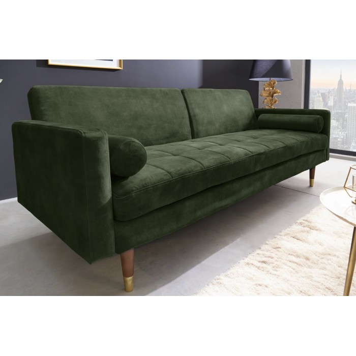 Canapé convertible ATELIA vert foncé mis en situation