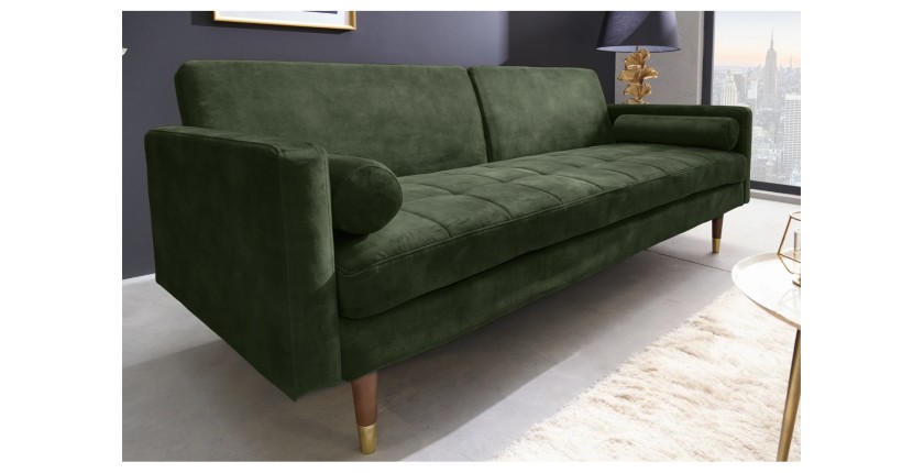 Canapé convertible ATELIA vert foncé mis en situation