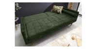 Canapé convertible ATELIA vert foncé en mode lit