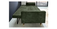 Canapé convertible ATELIA vert foncé en mode lit vu de côté