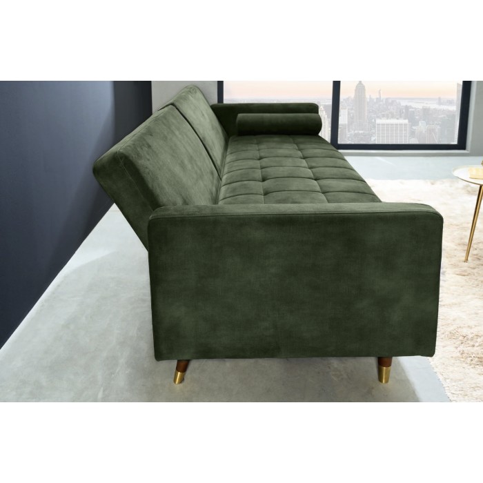 Canapé convertible ATELIA vert foncé vu de côté