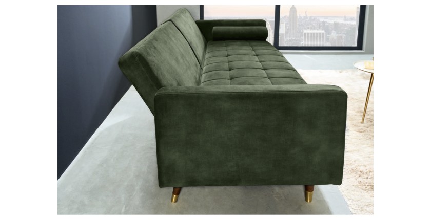 Canapé convertible ATELIA vert foncé vu de côté
