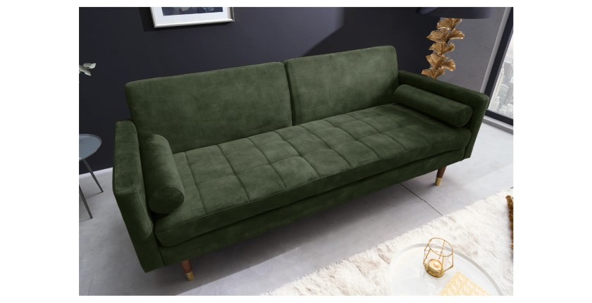 Canapé convertible ATELIA vert foncé vu de haut
