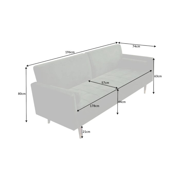 Dimensions du canapé convertible ATELIA vert foncé