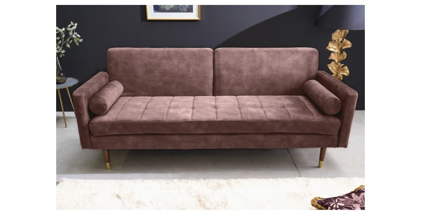 Canapé convertible ATELIA rose vu de face