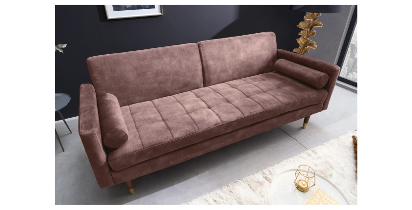 Canapé convertible ATELIA rose mis en situation
