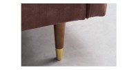 Zoom sur les détails des pieds du canapé convertible ATELIA rose