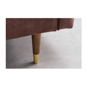 Canapé droit ATELIA rose poudré convertible – Canapé-lit design en velours avec structure en bois massif