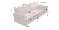 Dimensions du canapé convertible ATELIA rose