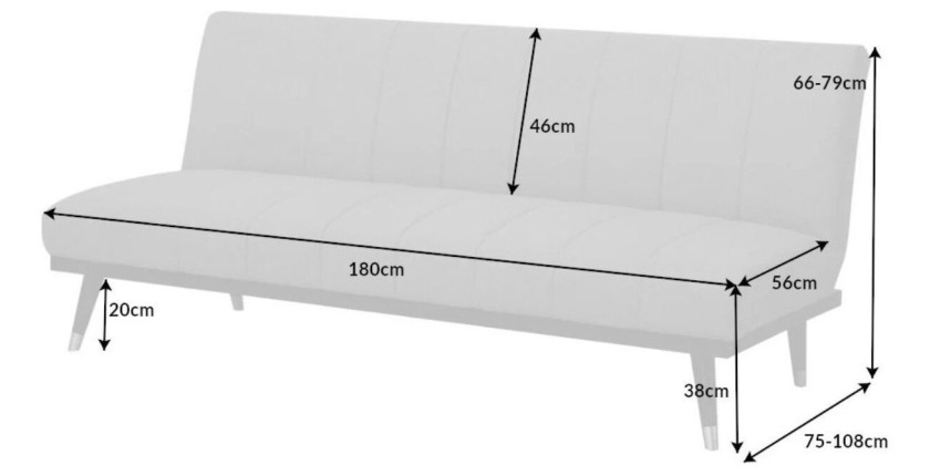 Dimensions du canapé convertible FILI blanc