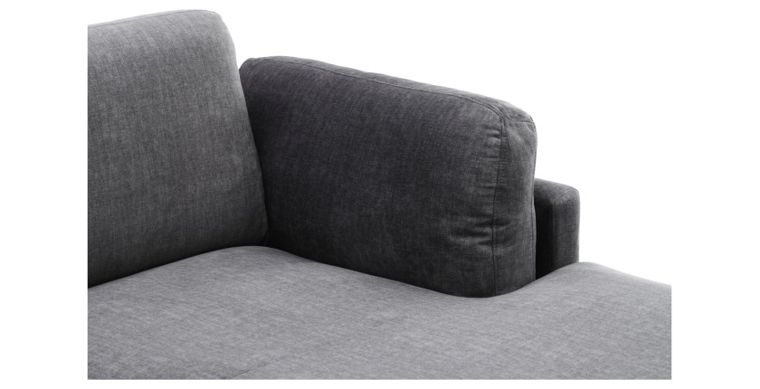 Zoom sur l'accoudoir à droite du canapé d'angle URBANE gris