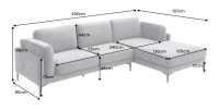 Dimensions du canapé d'angle URBANE gris