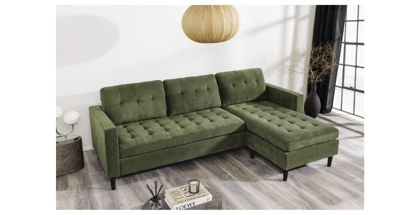Canapé avec angle réversible CITY vert mis en situation