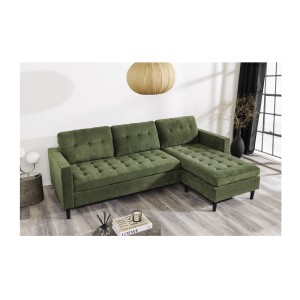 Canapé avec angle réversible CITY vert mis en situation