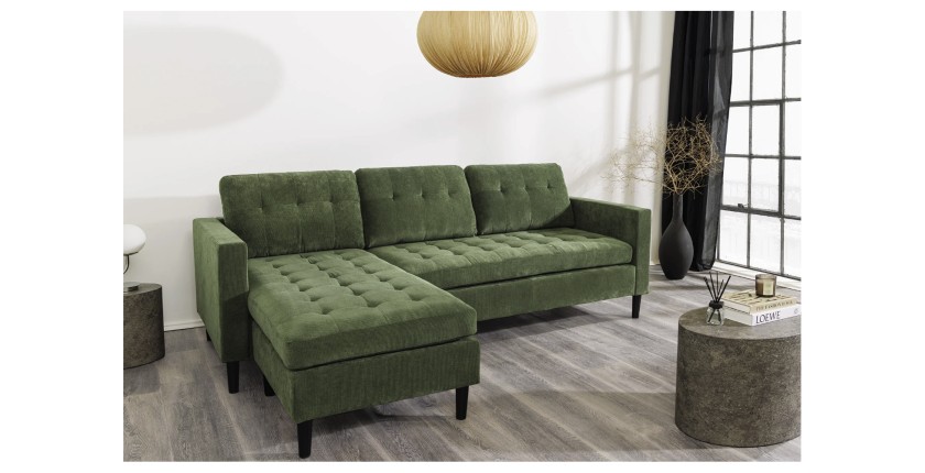 Canapé avec angle réversible CITY vert avec angle à gauche