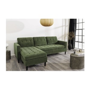 Canapé avec angle réversible CITY vert avec angle à gauche