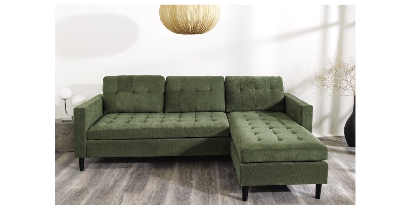 Canapé avec angle réversible CITY vert vu de face