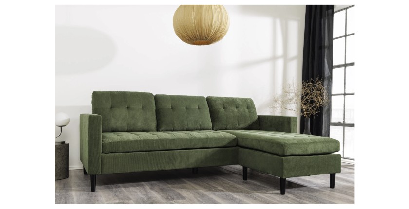 Canapé avec angle réversible CITY vert vu de bas