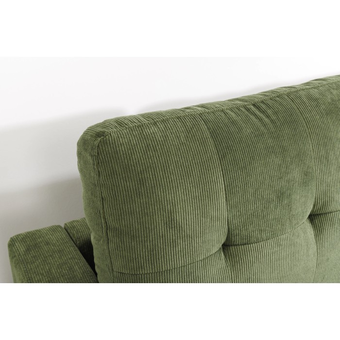 Sofá de esquina CITY verde oscuro reversible – Sofá contemporáneo de pana