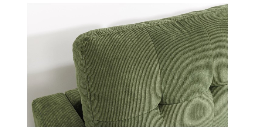 Zoom sur le dossier du canapé avec angle réversible CITY vert
