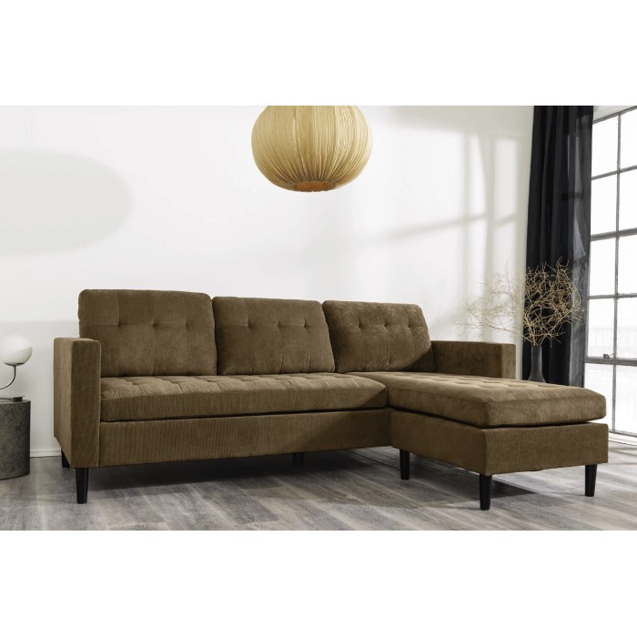 Ecksofa CITY braun reversibel – Zeitgenössisches Sofa aus Cordstoff