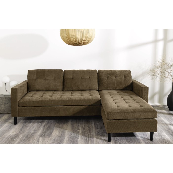 Ecksofa CITY braun reversibel – Zeitgenössisches Sofa aus Cordstoff