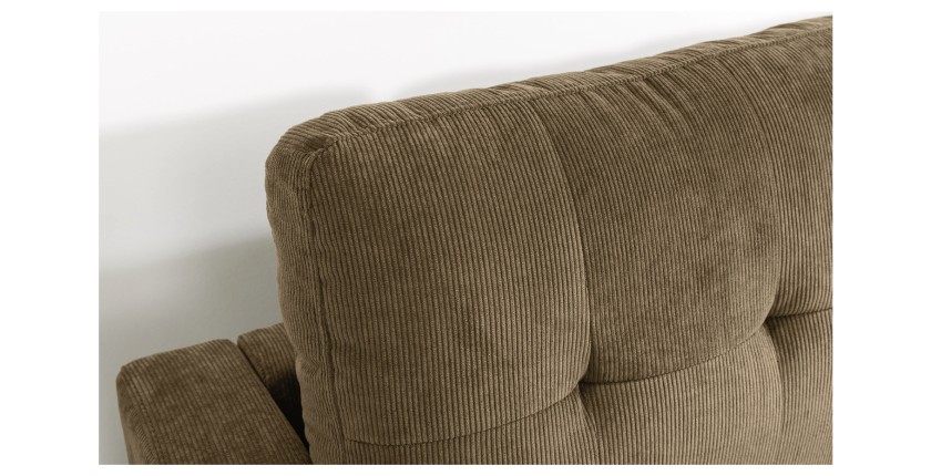 Zoom sur le dossier du canapé avec angle réversible CITY brun