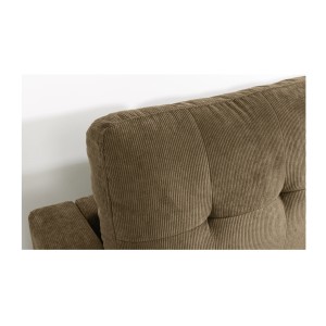 Zoom sur le dossier du canapé avec angle réversible CITY brun