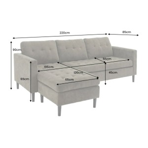 Canapé d’angle CITY brun réversible – Canapé contemporain en velours côtelé