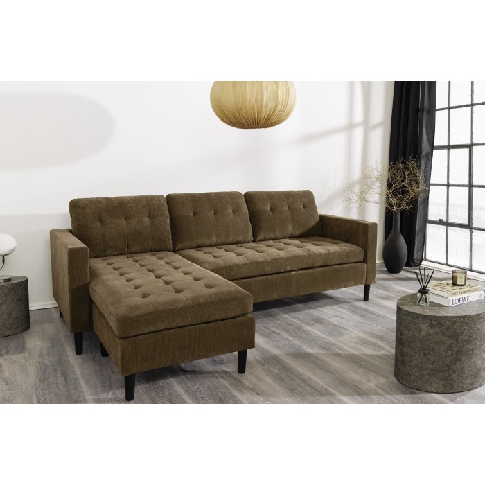 Ecksofa CITY braun reversibel – Zeitgenössisches Sofa aus Cordstoff