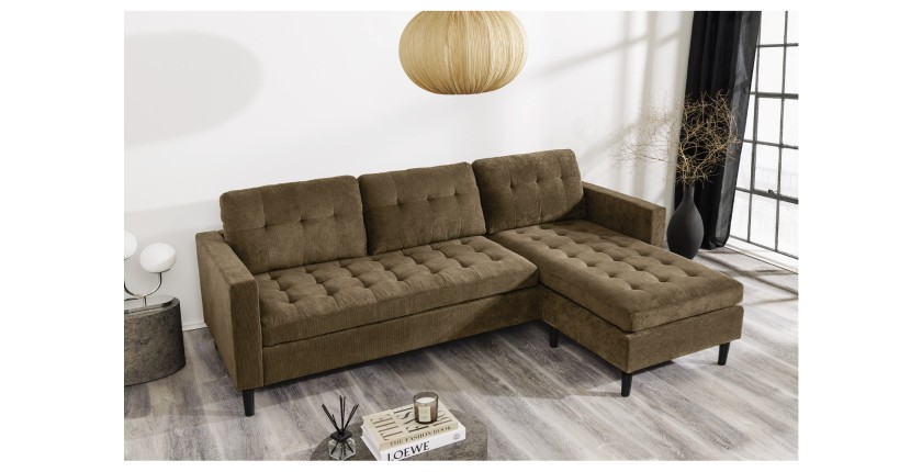 Canapé avec angle réversible CITY brun mis en situation