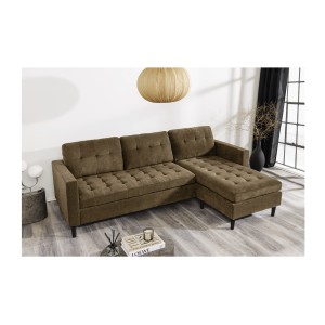 Canapé avec angle réversible CITY brun mis en situation