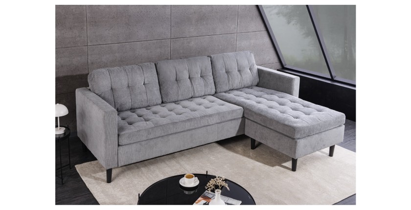 Canapé avec angle réversible CITY gris clair mis en situation