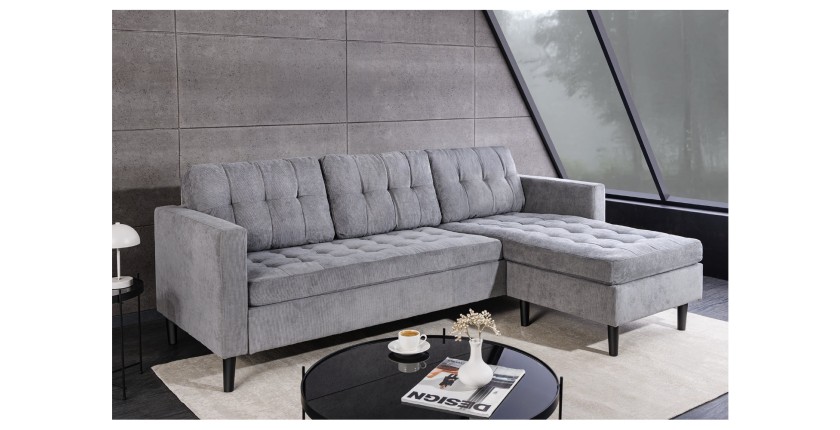 Canapé avec angle réversible CITY gris clair vu de côté
